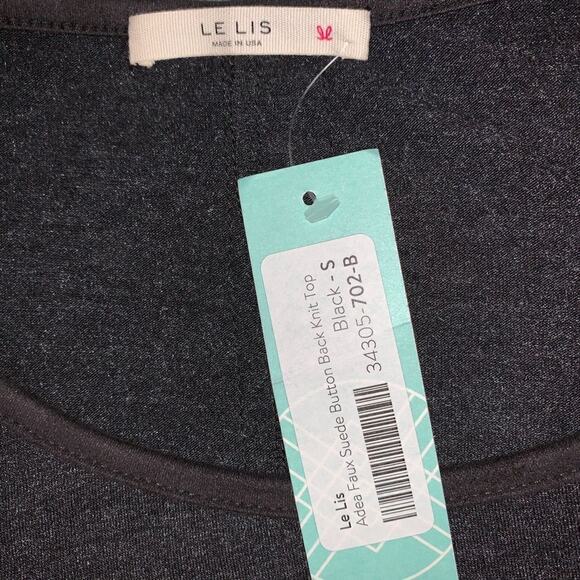 NWT! Le Lis Adea Faux Suede Button Back Knit Top Sz Small - Picture 5 of 6